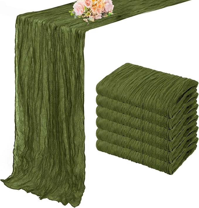 6 Pack Olive Green 10FT Cheesecloth Table Runner Rustic Gauze Cheese Cloth by FoliafeelHome
