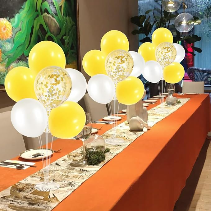 Yellow and White Balloon Stand Centerpiece Table Decorations - Image 7