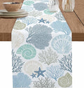 Coastal Coral Cotton Linen Table Runner by Unknown