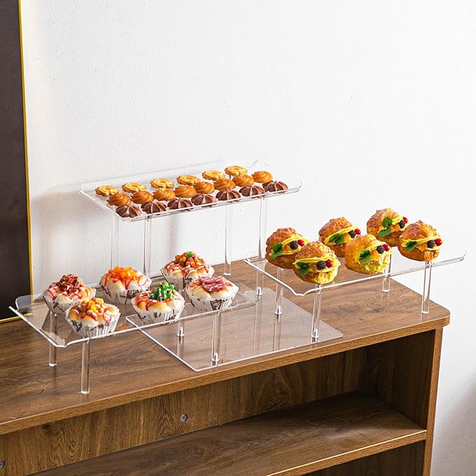 Acrylic Dessert Table Display Set, 3 Tiered Serving Trays and Platters - Image 5