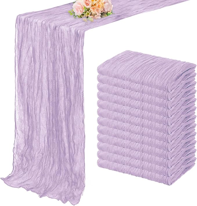 12 Pack Lilac Cheesecloth Table Runner 10FT Rustic Gauze Cheese Cloth Table by FoliafeelHome