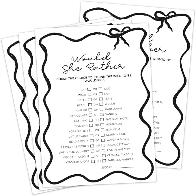 DEEKA 30 PCS Bridal Shower Games Card by DEEKA
