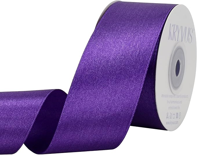Purple Satin Ribbon 1-1/2 inch X Continuous 25 Yards, Single Face Polyester by Kryvusribbon