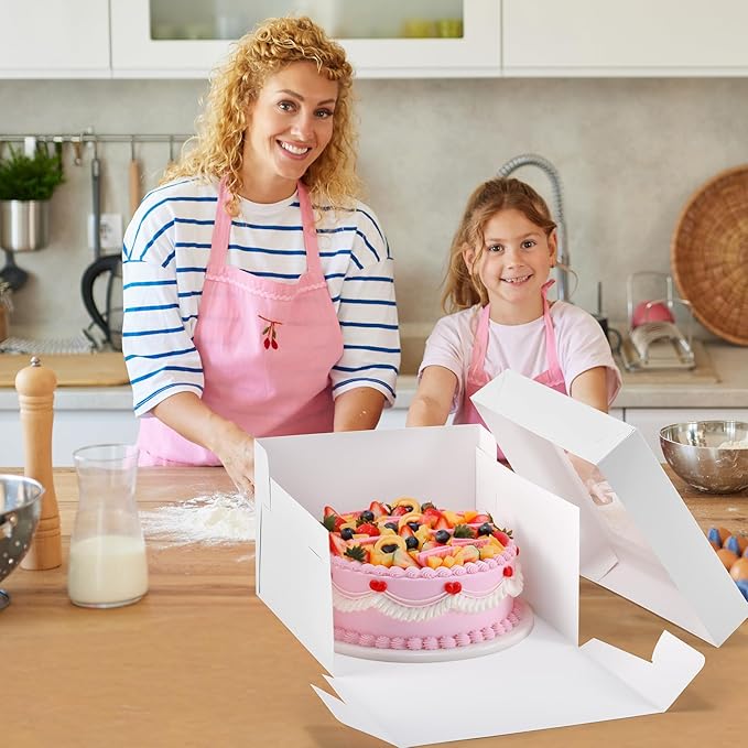 12Pcs Cake Boxes, Large White Disposable Tier Cake Containers - Image 2