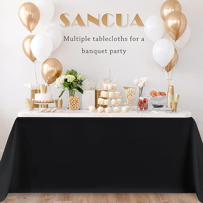 sancua 6 Pack Black Tablecloth 90 x 132 Inch - Image 8