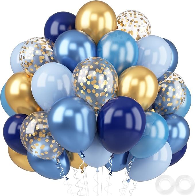 Metallic Chrome Blue Gold Balloons by FEYG