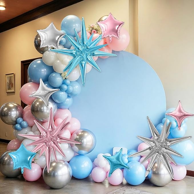 Pink Blue Silver Star Balloon - Image 6