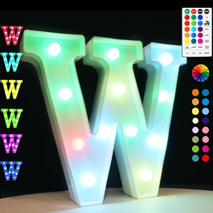 Light Up Colorful LED Marquee Letter lights, 18 Colors Changing Alphabet by OYCBUZO