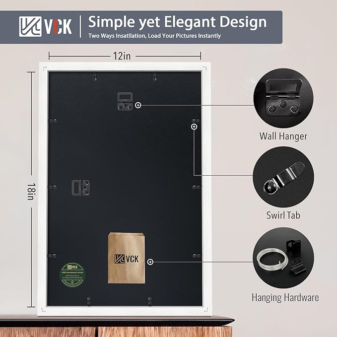 VCK 12x18 Frame, Textured White Wood Poster Frame - Image 3