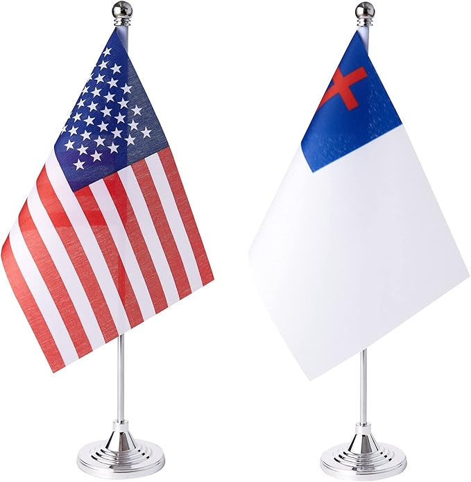 ZXvZYT 2 Pack American US Christian flag USA Christians table flag, Small Mini by ZXvZYT
