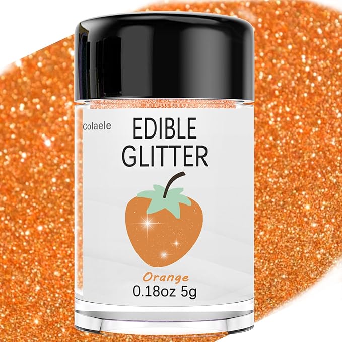 Orange Edible Glitter Glimmer Powder by Enjoyyourcolorfullife