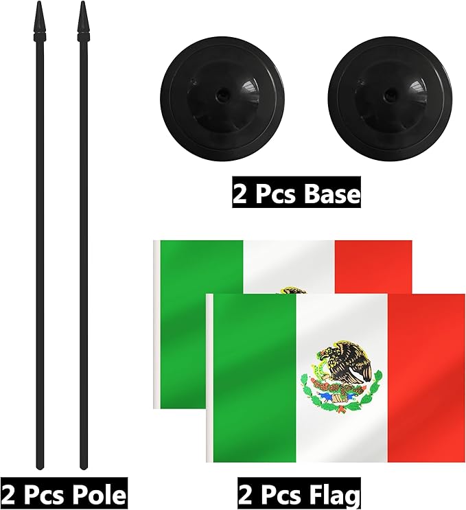 2 Pack Mexico Desk Flag Set, Mexican Desktop Small Miniature Table Office Flag - Image 6