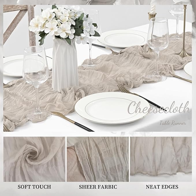 20 Pack Rose Brown Cheesecloth Table Runner 10FT Rustic Gauze Fabric Cheese - Image 3