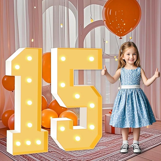 3FT Marquee Numbers 15, Large Light Up Numbers 15th Birthday Decorations by HITINO