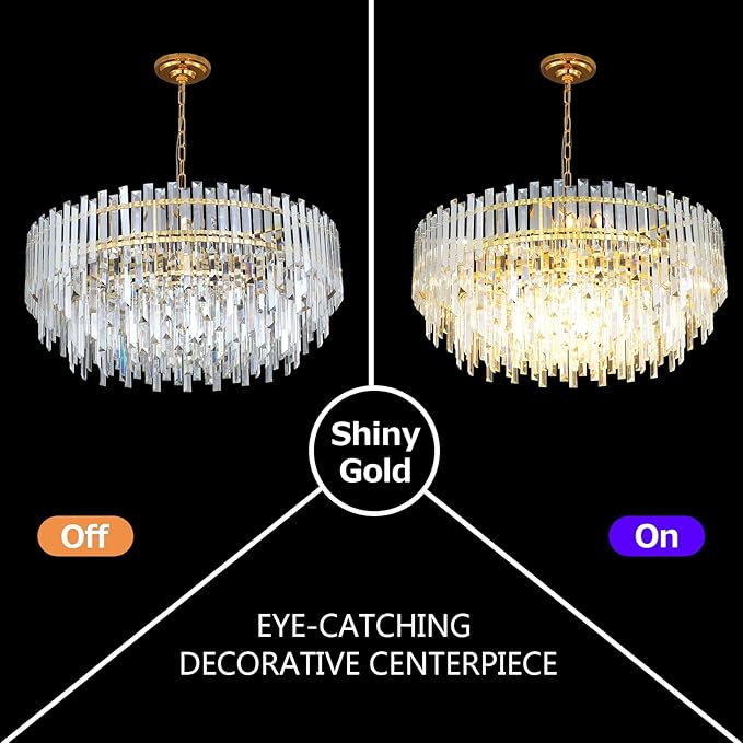 Gold Copper Crystal Chandelier Lighting 31'' - Image 3
