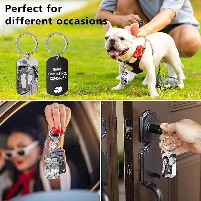 Personalized Keychain with Engraved Photo & Text Customized Custom Gift - Image 7