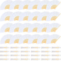 NEBURORA 24Pcs White Handheld Paper Fans 8.3 Inch Hand Held Bamboo Fans Foldable by NEBURORA