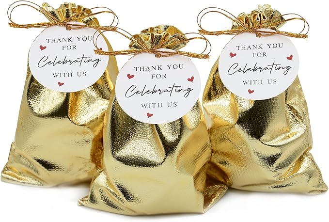 Pack of 100 6"x 8" Heavy Duty Gold Drawstring Organza Jewelry Pouches Wedding by BEAVOING