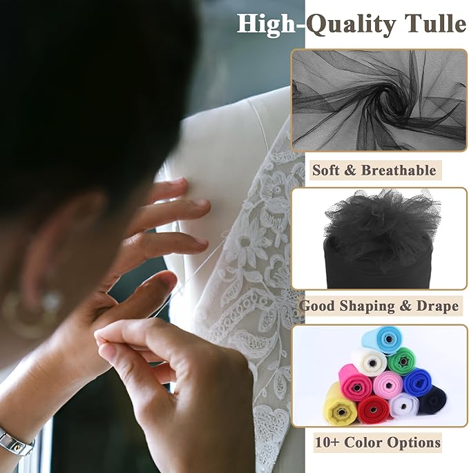 Black Tulle Fabric Rolls 54 Inch x 40 Yards Large Mesh Tull Bolt - Image 4