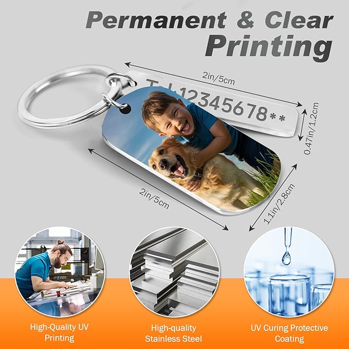 Custom Keychain with Picture, Personalized Photo Keychain with LOGO Text - Image 2