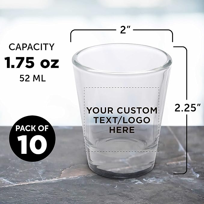 Custom Shot Glasses 1.75 oz. Set of 10, Personalized Bulk Pack - Image 5