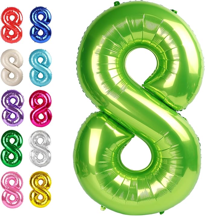 Helium Foil Light Green Number 8 Balloon 40 Inch, Mylar Eight Numbers 8 18 28 by Upgesy