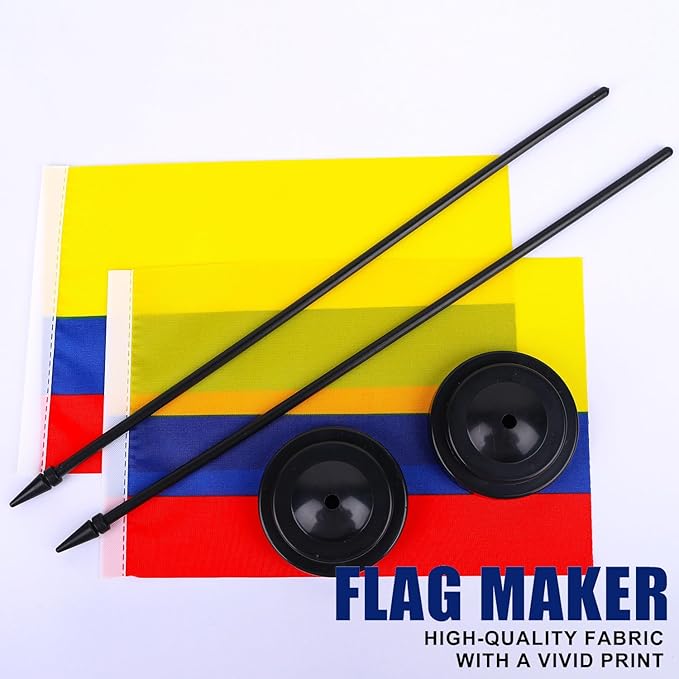 Colombian Desk Flag 12" Solid Pole Deluxe Set Colombiana Flags Banner Mini - Image 5