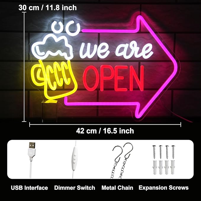We Are Open Bar Neon Sign Beer Neon Lights Open - Image 4