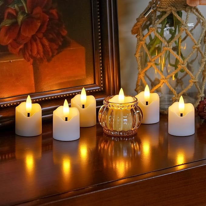 6 Pack Battery Operated Auto Daily Timer White Plastic LED Flameless Votive - Image 6