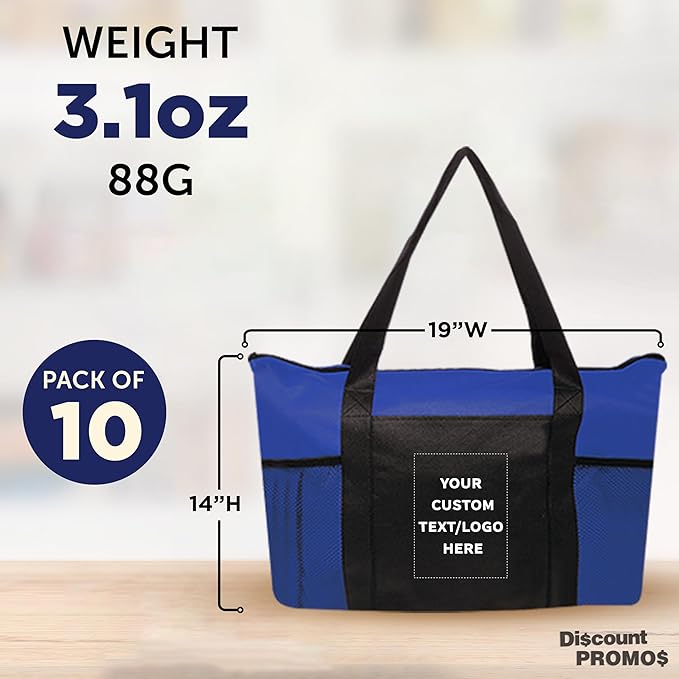 DISCOUNT PROMOS 10 Zippered Non-Woven Tote Bags Set - Image 5