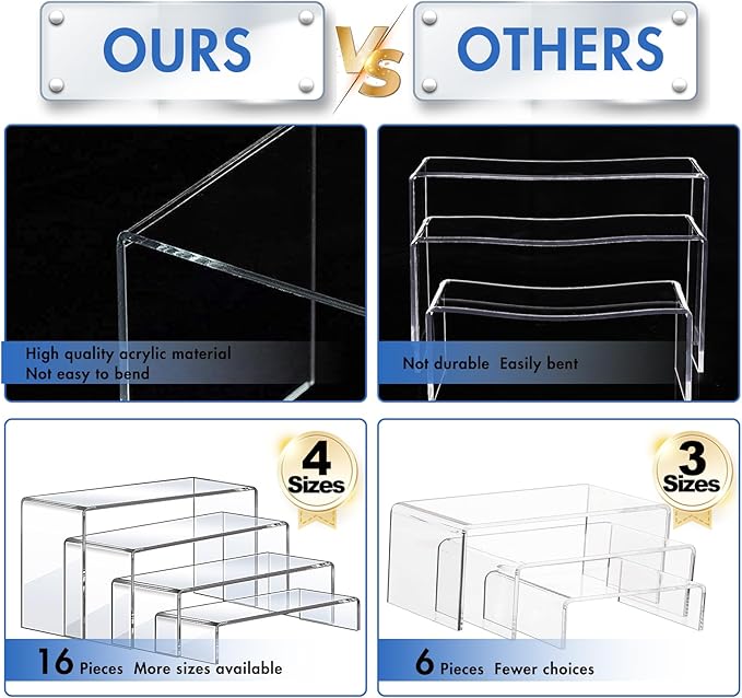 Aheroi Display Risers, Rectangular Acrylic Risers - Image 3