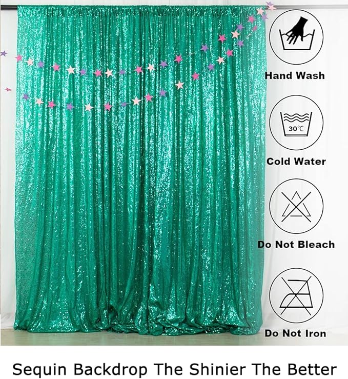 ShiDianYi 8 X 8, Ready to Dispatch, Mint Green Sequin Backdrops Photo Booth - Image 6