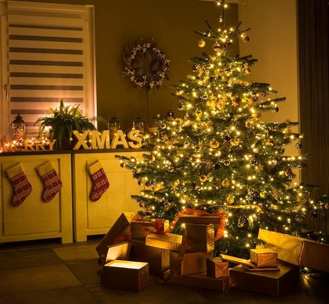 LAMPHOME 33ft Golden Christmas Decorative Mini Lights, 100 LED Transparent Wire - Image 6