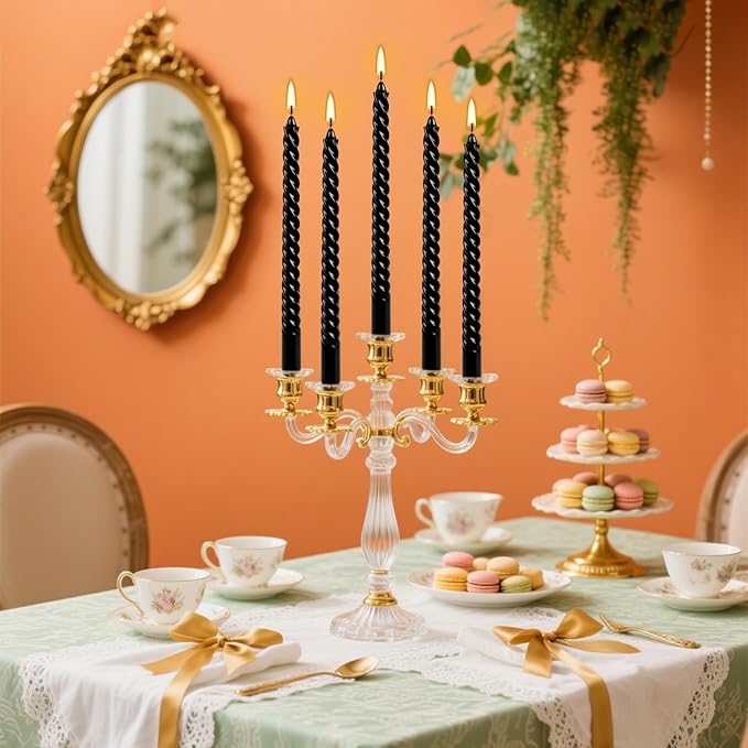 12-Pack 10' Tall Black Spiral Taper Candle Set - Image 8