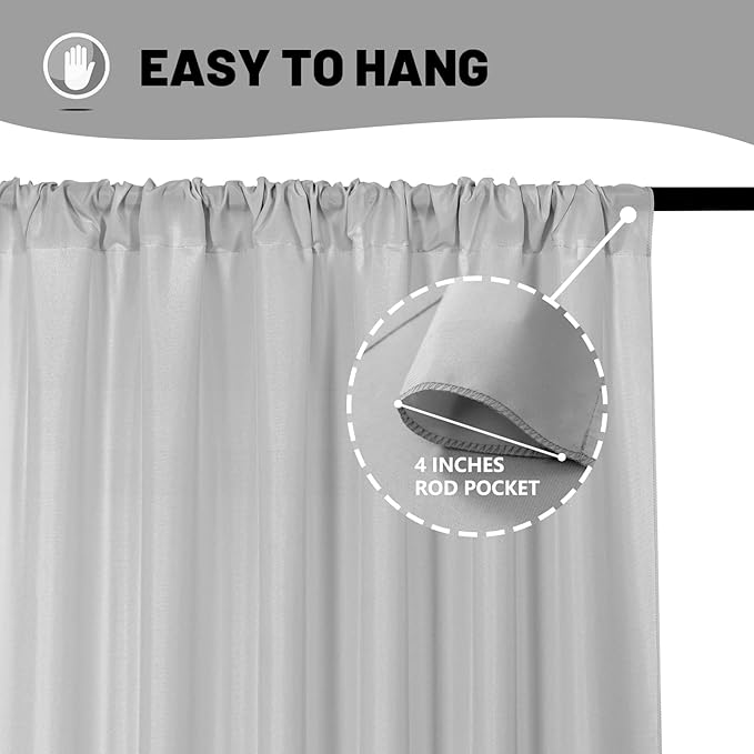 MYSKY HOME Light Grey Backdrop Curtains - Image 5
