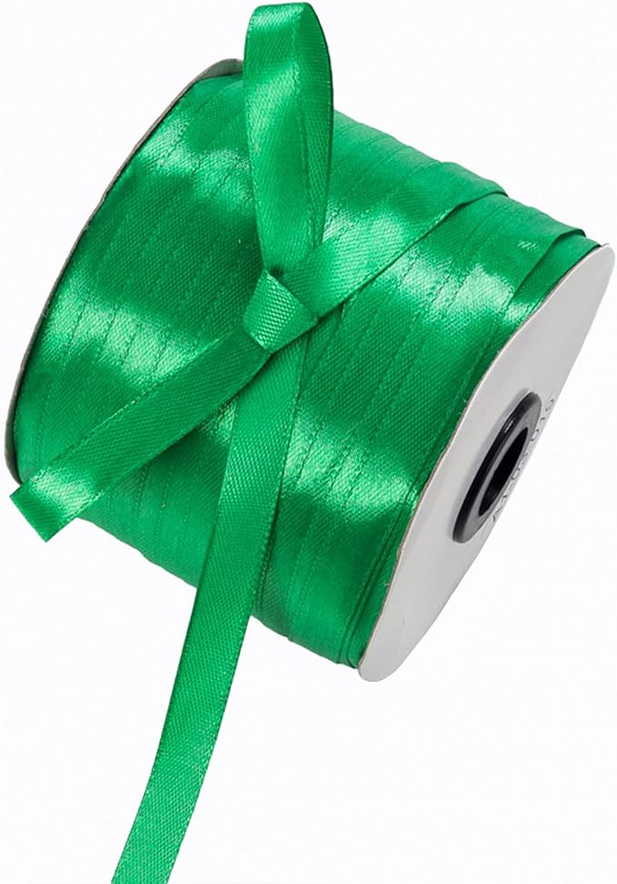 3/8" x 230 Yards Emerald Green Satin Ribbon Single Faced Bulk Fabric Ribbons by Oakarbo