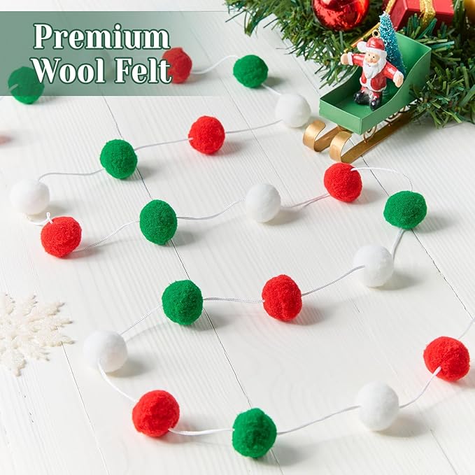 3 Pack Pom Pom Garland Colorful Felt Ball Garland Decorations, 6.5 Feet Long - Image 3