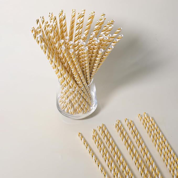 Gold Straws Disposable Cocktail Drinking Paper Straws - Image 4
