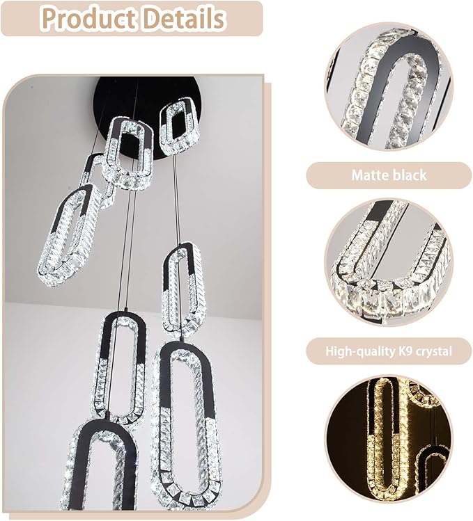 Modern Pendant Lighting 1-Light Chandelier Black Pendant Light Indoor Hanging - Image 3