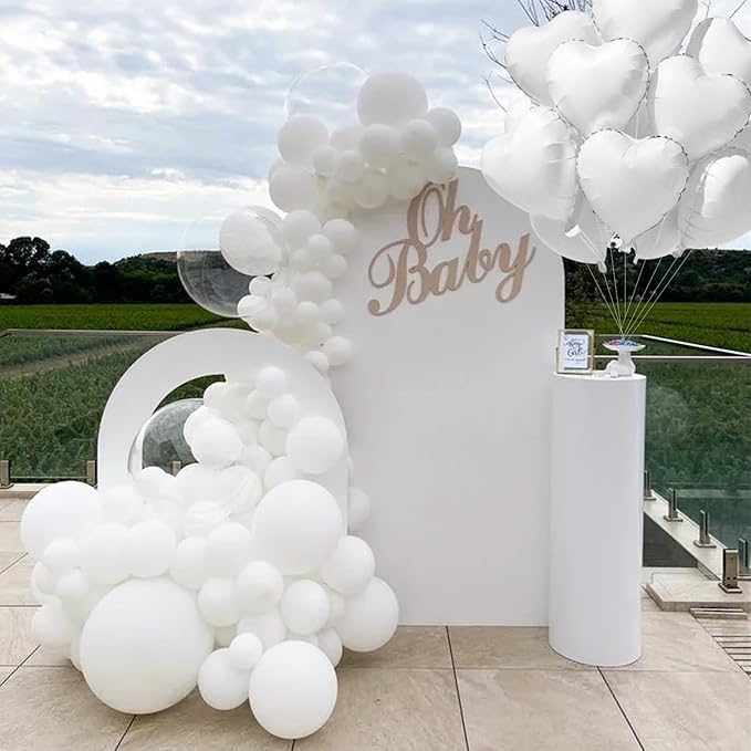TONIFUL 15Pcs 18 Inch White Heart Balloons White Heart Shape Foil Mylar - Image 4