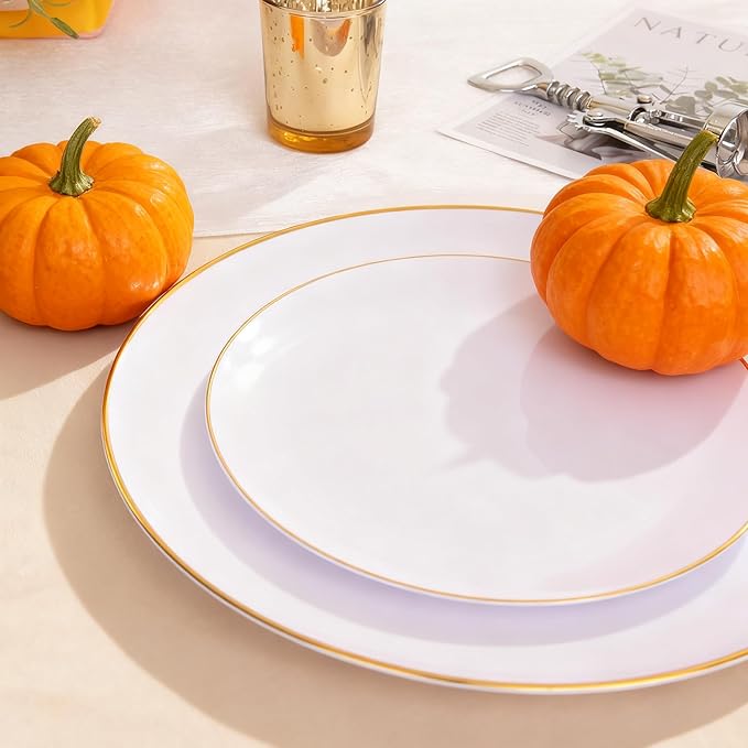 KIRE 60PCS Gold Plastic Plates - Image 5