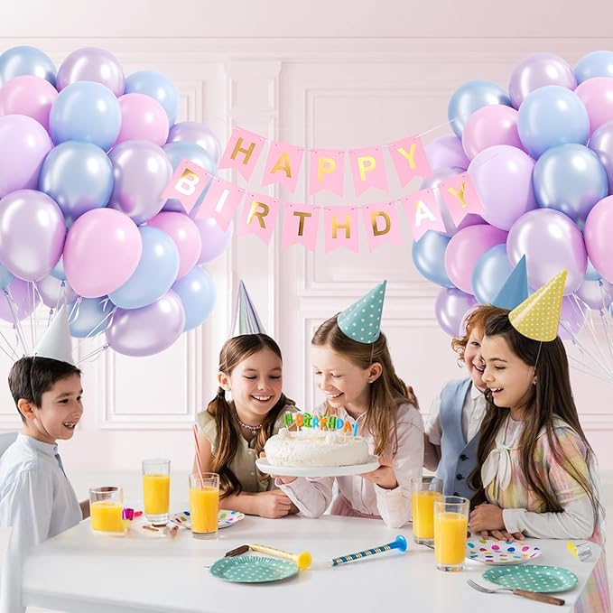 60pcs Pearl Pink and Blue Purple Balloons 12inch, Frozen Mermaid Balloons - Image 5