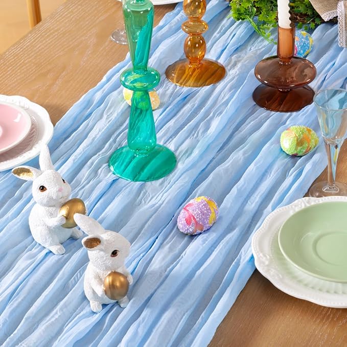 Baby Blue Cheesecloth Table Runner 6 Pack Fall Table Runners Boho Gauze 120 - Image 2