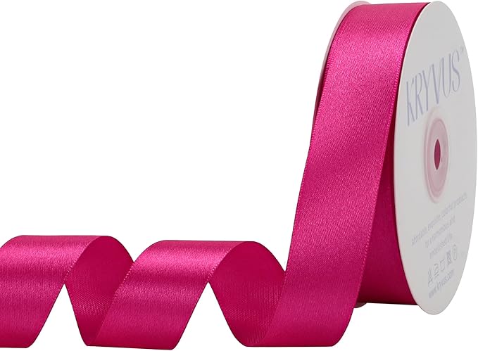 Rose Red Satin Ribbon 1 inch X Continuous 50 Yards, Single Face Polyester by Kryvusribbon