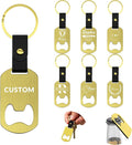 2 in 1 Personalized Bottle Openers Keychains Bulk, Pack 5-100 Flat Metal Custom by Unknown