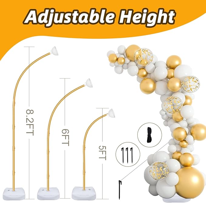 AerWo Balloon Arch Kit 8.2ft+6ft, Free Bending Top Curve Balloon Arch Frame - Image 5