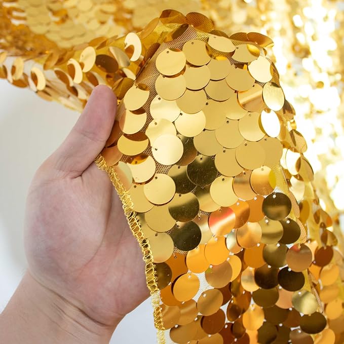 JYFLZQ Gold Payette Sequin Backdrop Curtains 8ft x 8ft 1 Panel Shimmer Wall - Image 3