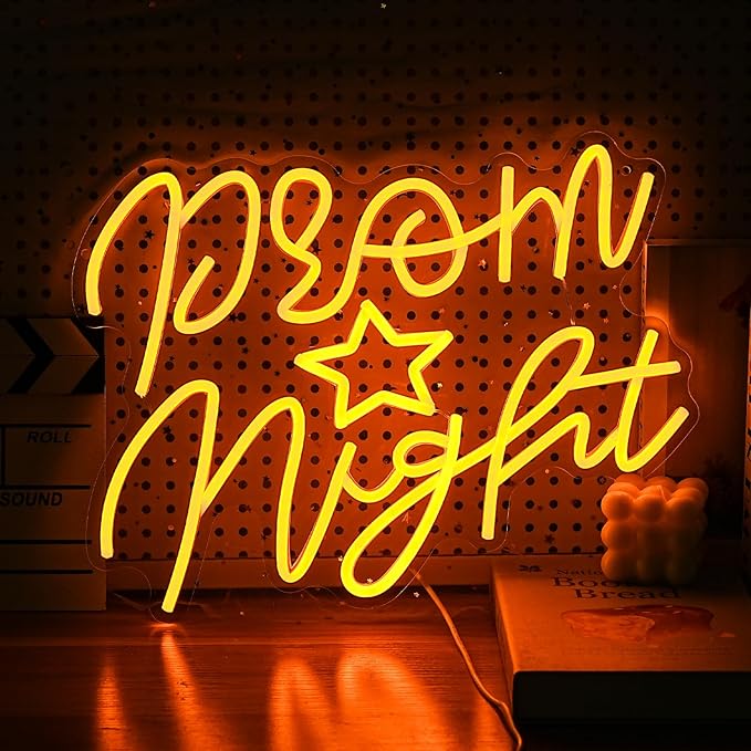Prom Night Neon Sign for Wall Decor Yellow LED Words Neon Light by USB Powered by LIUOZHTEALEDNEONSIGN