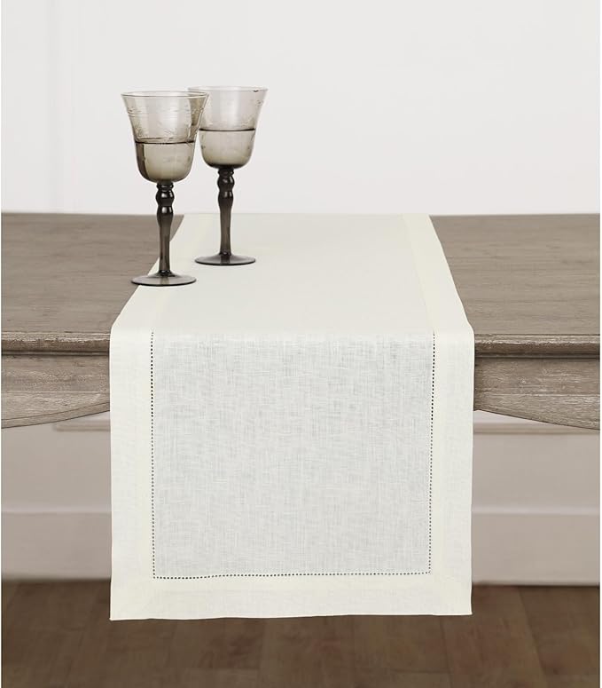 Solino Home Linen Ivory Table Runner 90 Inches Long by SolinoHome