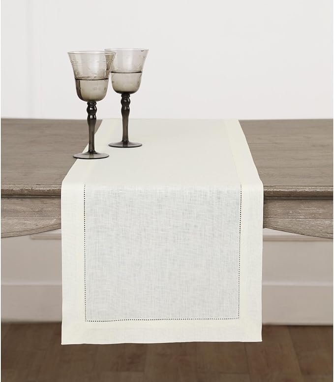 Solino Home Linen Ivory Table Runner 72 Inches Long by SolinoHome